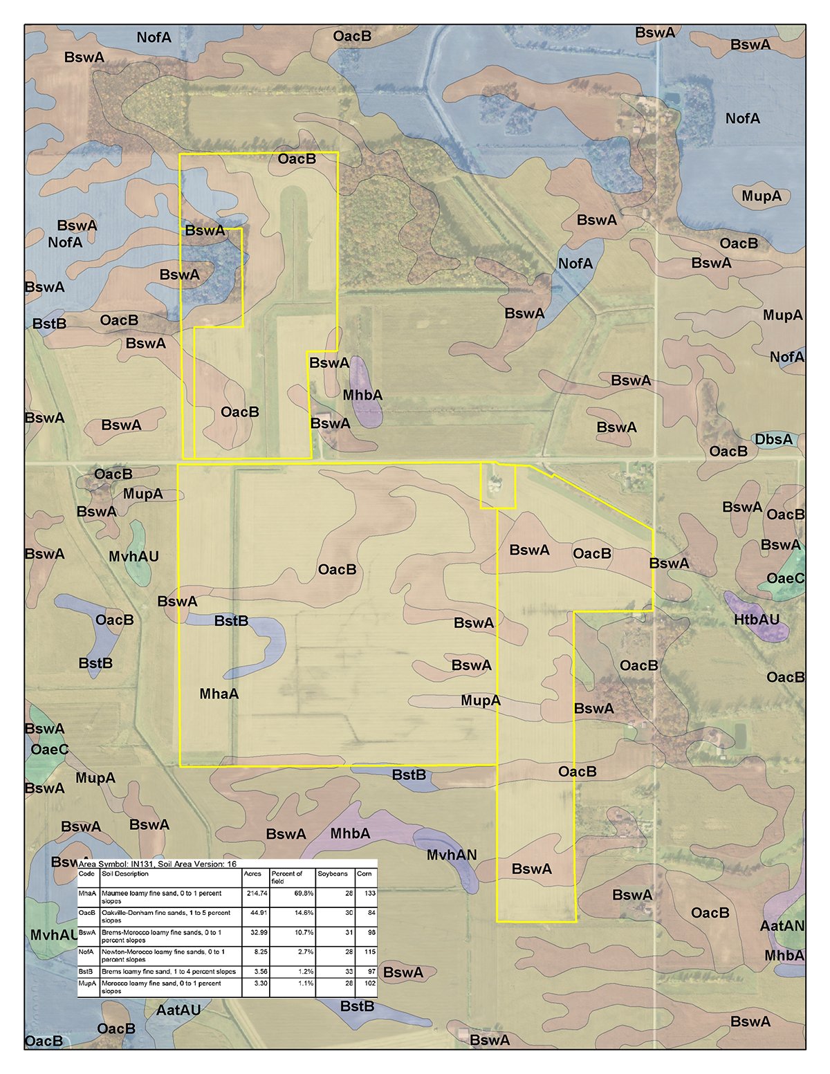 Soil map - LAND AUCTION - 307.75+/- ACRES OFFERED IN 5 TRACTS IN PULASKI COUNTY, INDIANA